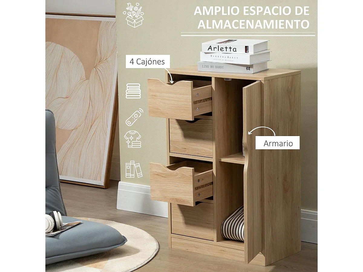 Armario de salón roble 54x29x83 cm HOMCOM