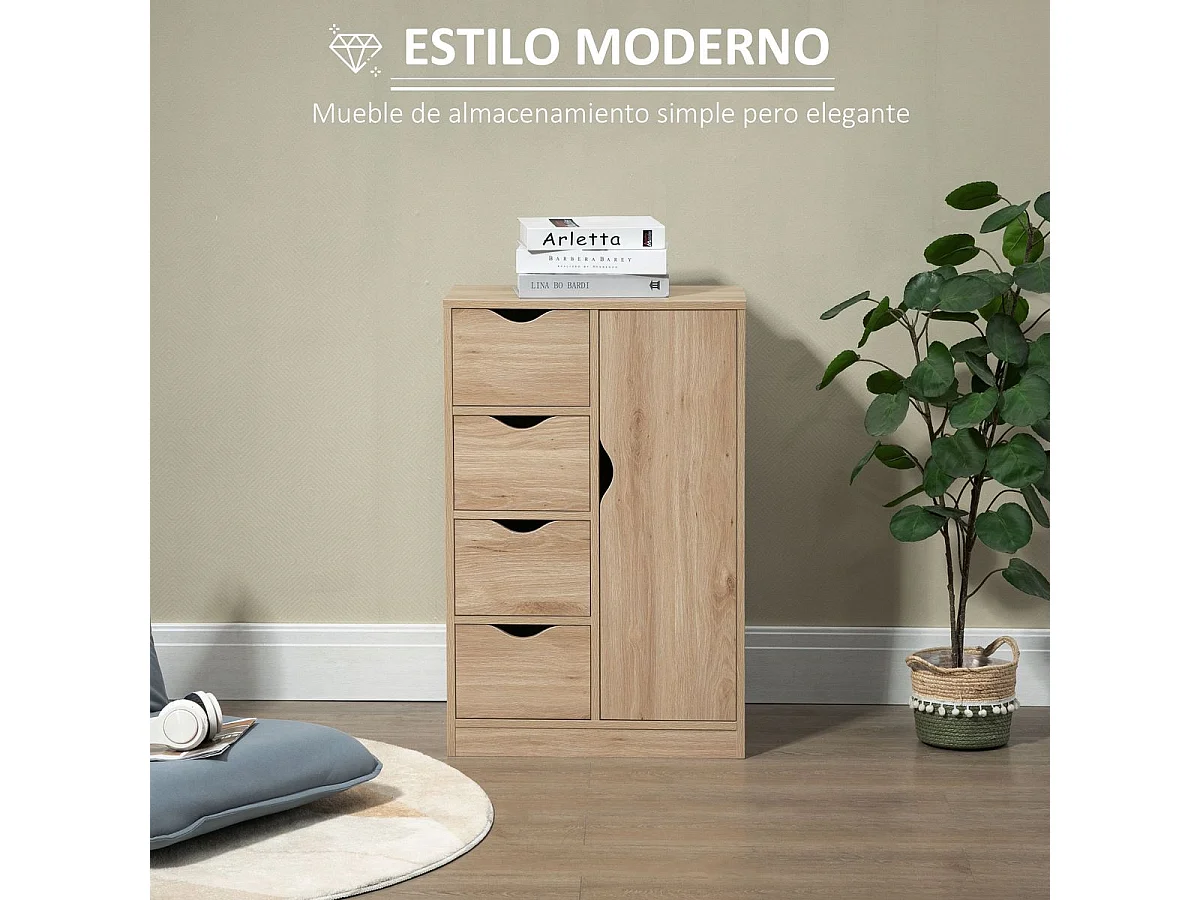 Armario de salón roble 54x29x83 cm HOMCOM