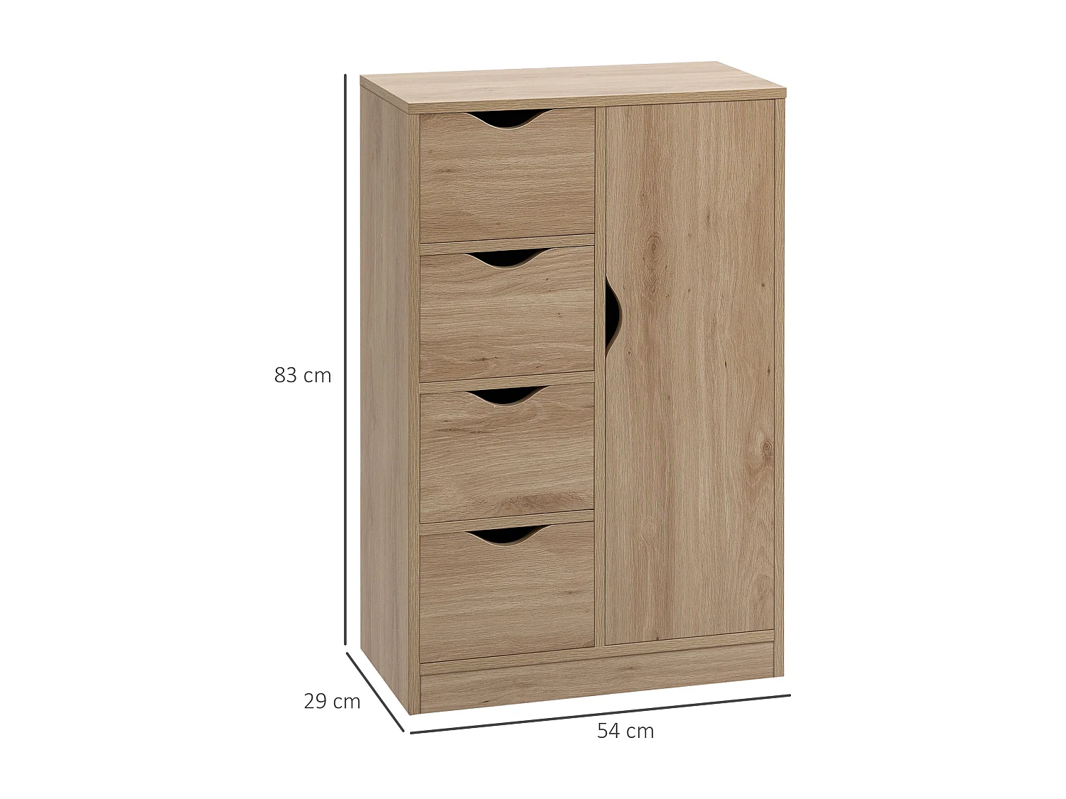 Armario de salón roble 54x29x83 cm HOMCOM