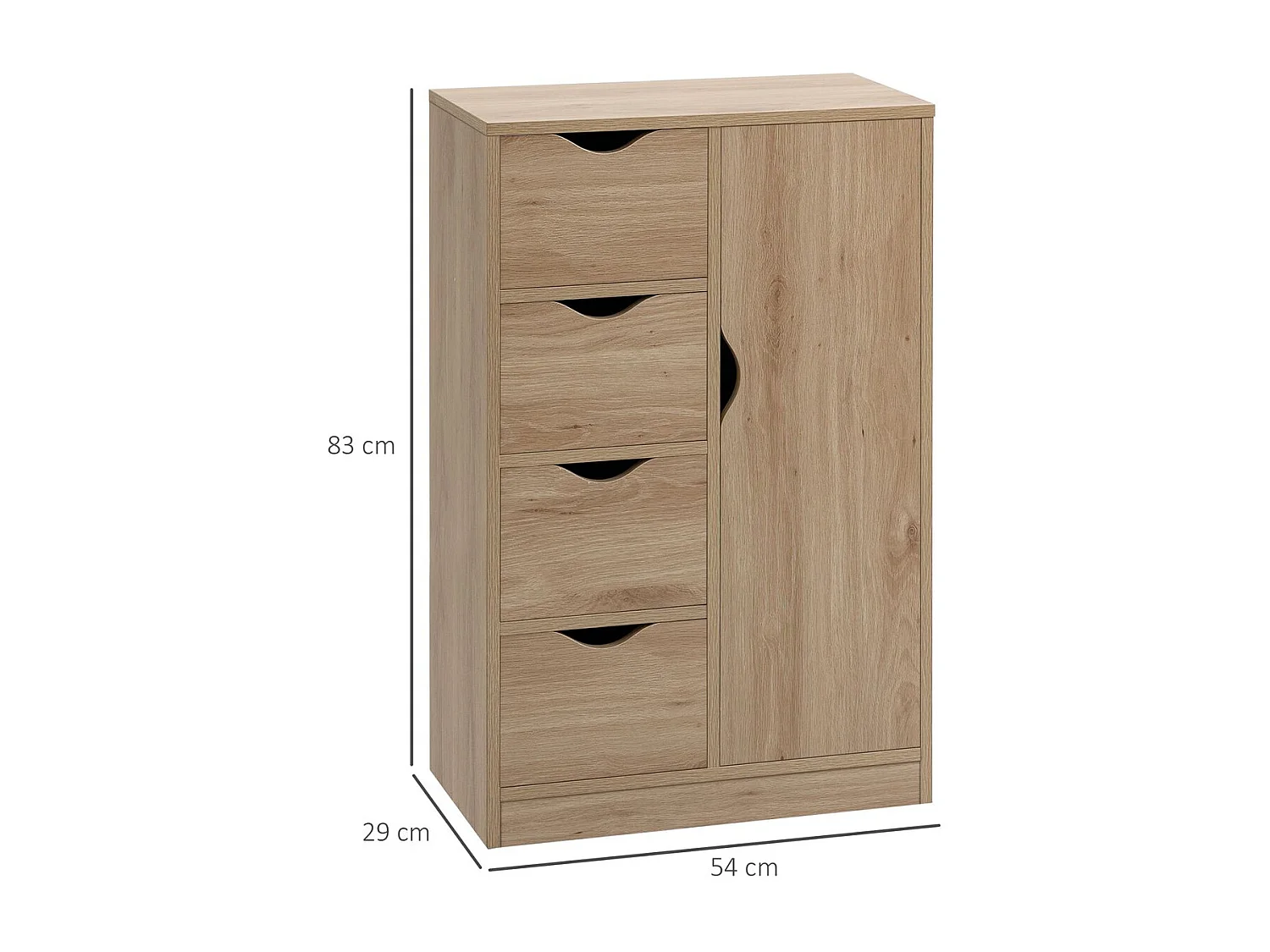 Armario de salón roble 54x29x83 cm HOMCOM