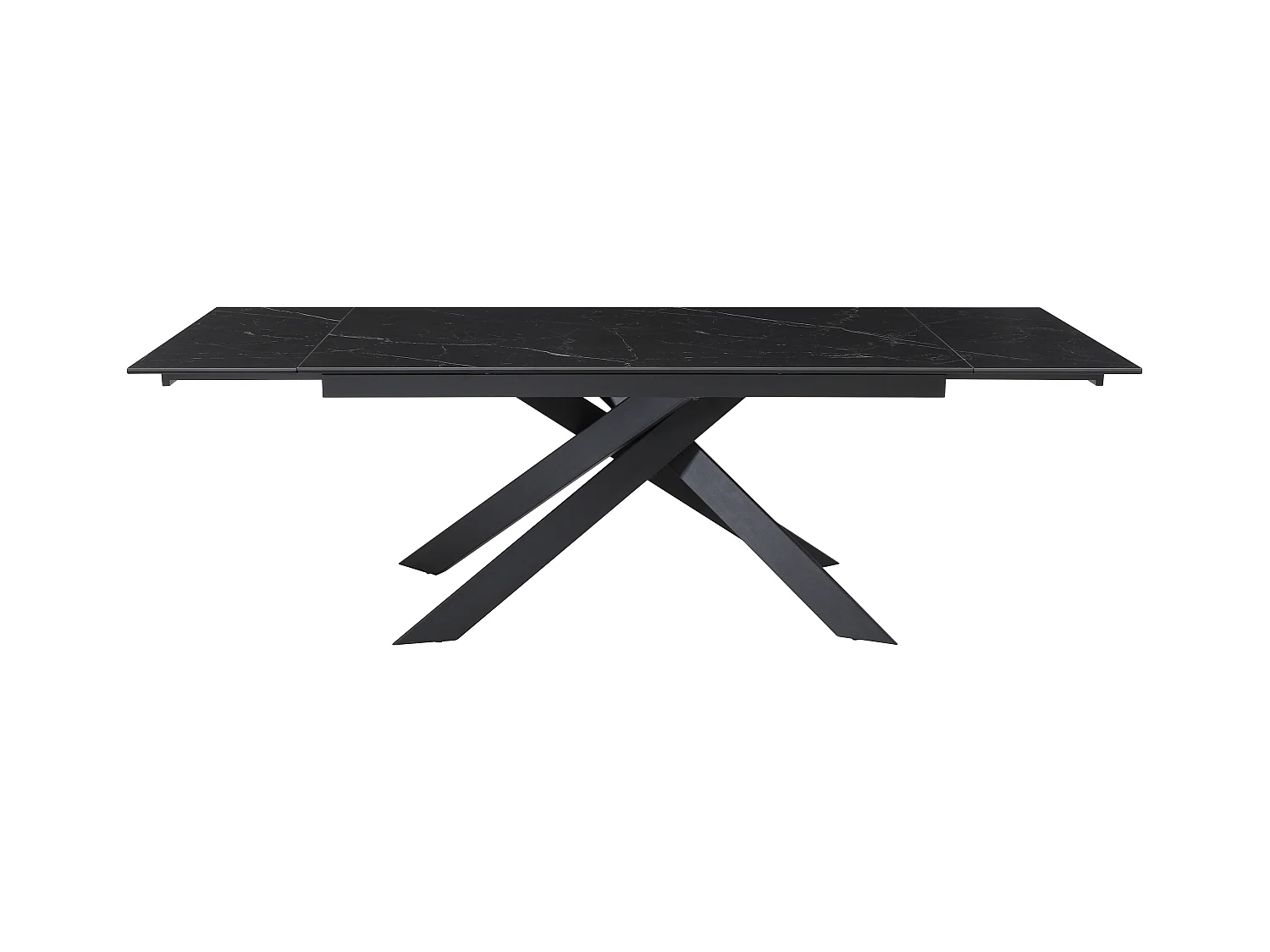 Stół do jadalni rozkładany dla 6 do 10 osób z ceramiki, szkła hartowanego i metalu - Efekt czarnego marmuru - COREMA Pascala Morabito