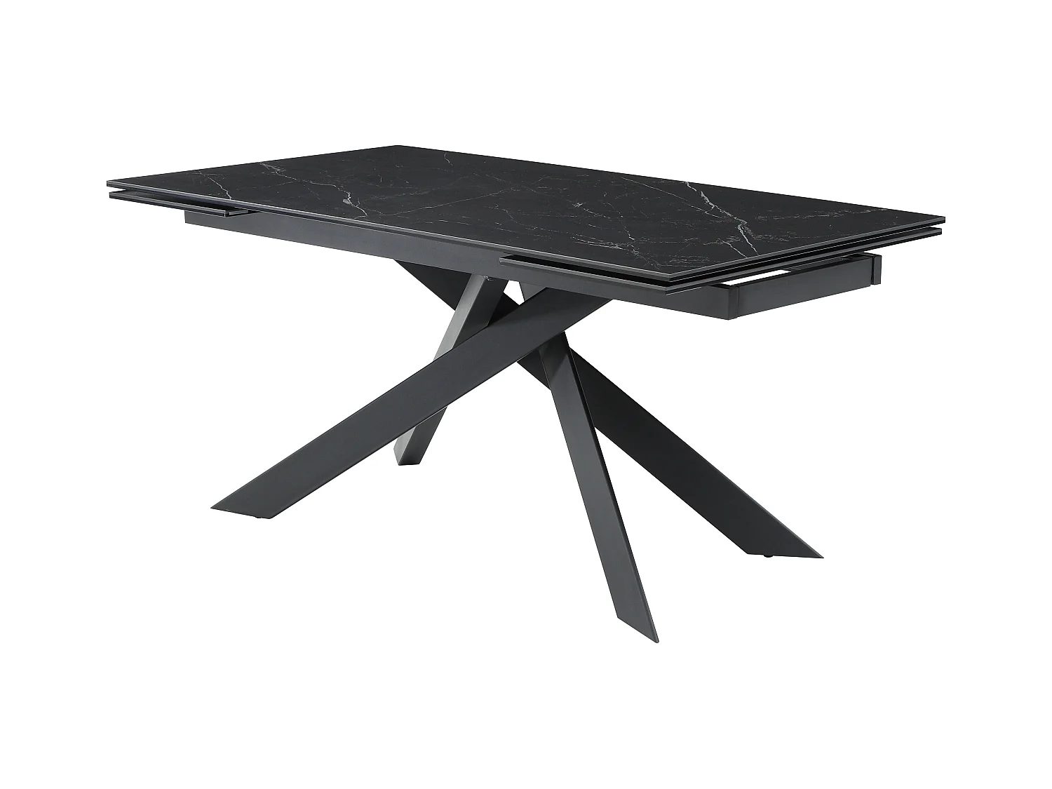 Stół do jadalni rozkładany dla 6 do 10 osób z ceramiki, szkła hartowanego i metalu - Efekt czarnego marmuru - COREMA Pascala Morabito