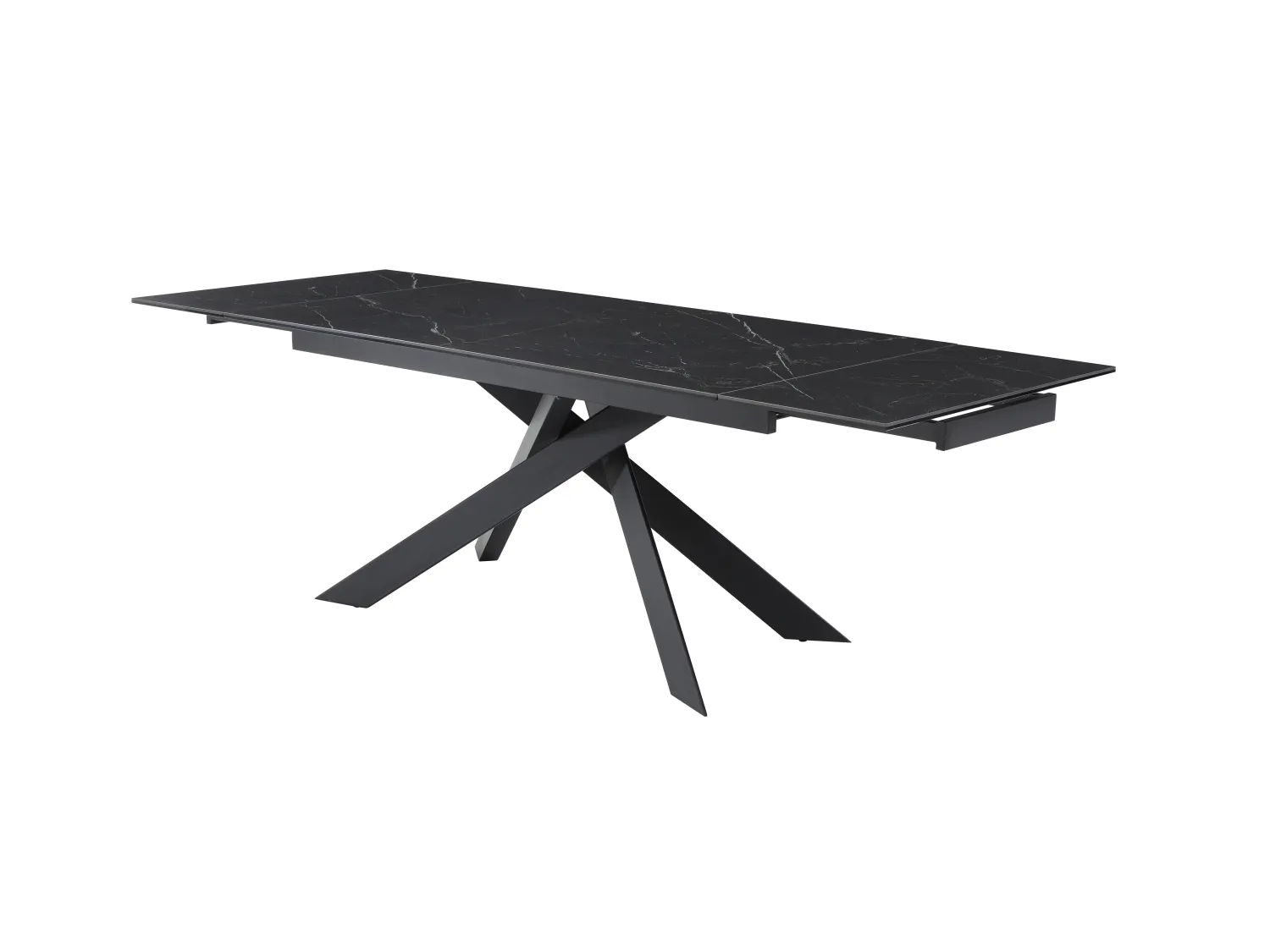Verlengbare eettafel 6 tot 10 plaatsen van keramiek, gehard glas en metaal - Zwart marmereffect - COREMA van Pascal MORABITO