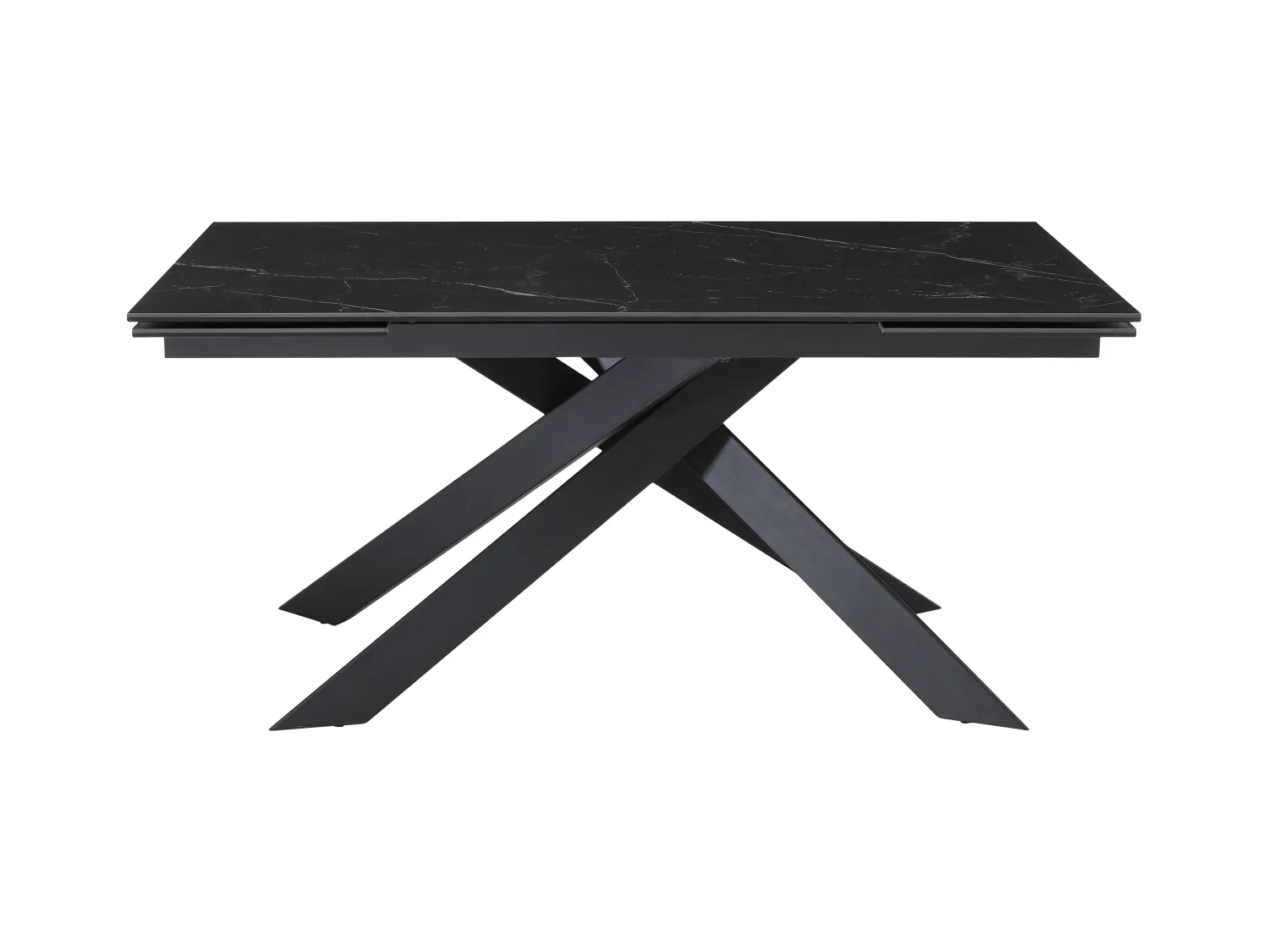 Verlengbare eettafel 6 tot 10 plaatsen van keramiek, gehard glas en metaal - Zwart marmereffect - COREMA van Pascal MORABITO