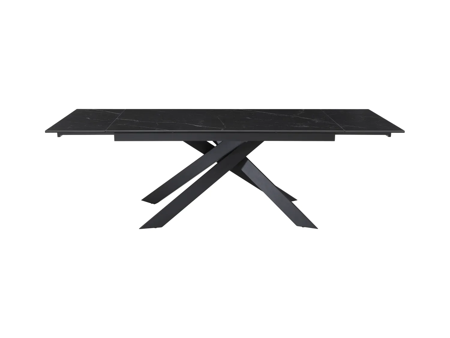 Verlengbare eettafel 6 tot 10 plaatsen van keramiek, gehard glas en metaal - Zwart marmereffect - COREMA van Pascal MORABITO