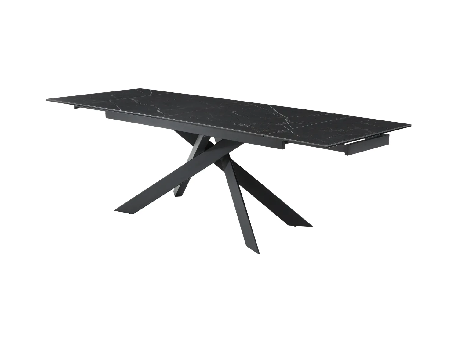 Verlengbare eettafel 6 tot 10 plaatsen van keramiek, gehard glas en metaal - Zwart marmereffect - COREMA van Pascal MORABITO