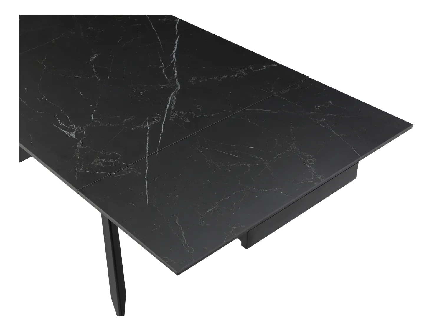 Verlengbare eettafel 6 tot 10 plaatsen van keramiek, gehard glas en metaal - Zwart marmereffect - COREMA van Pascal MORABITO
