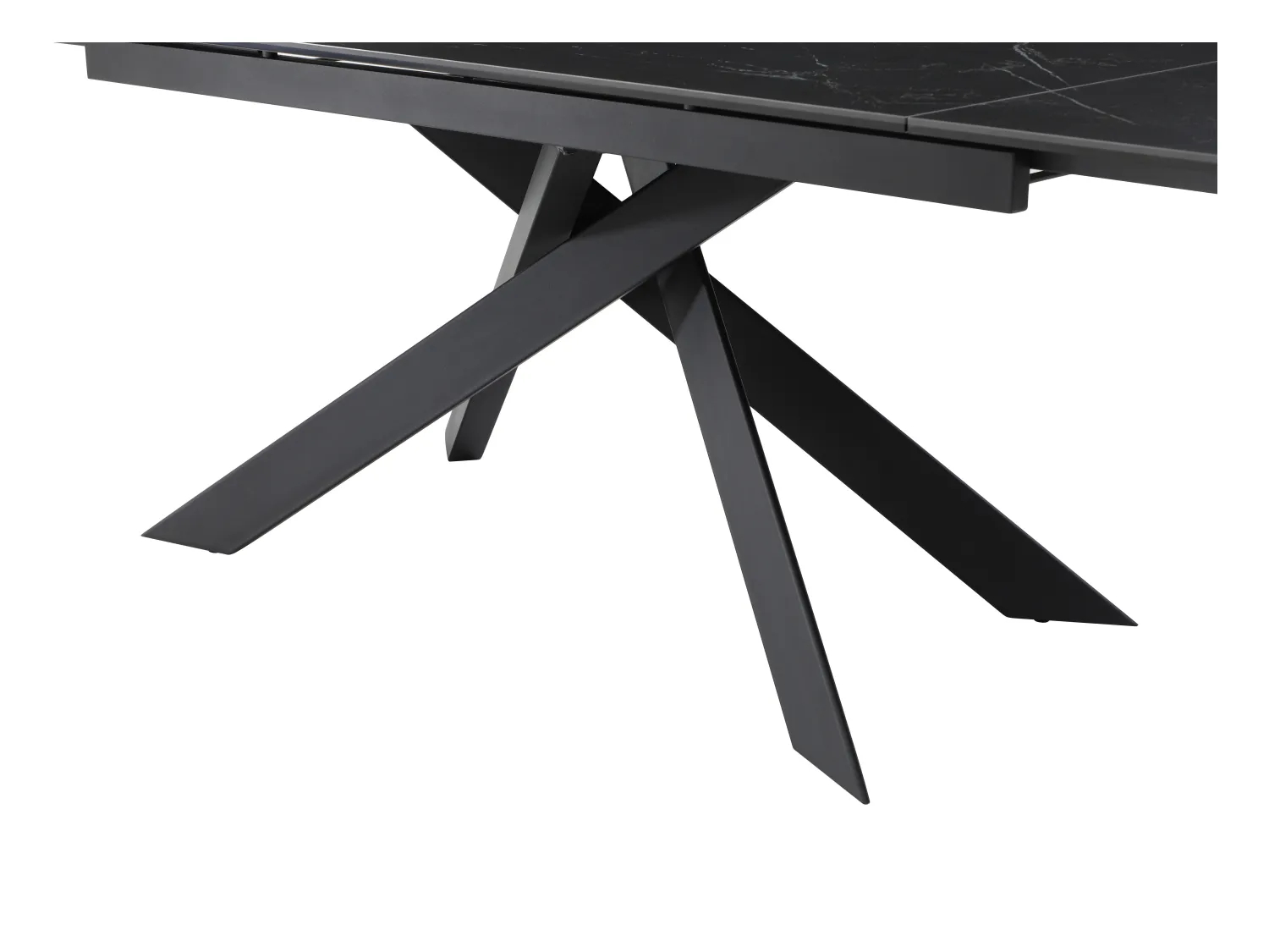Verlengbare eettafel 6 tot 10 plaatsen van keramiek, gehard glas en metaal - Zwart marmereffect - COREMA van Pascal MORABITO