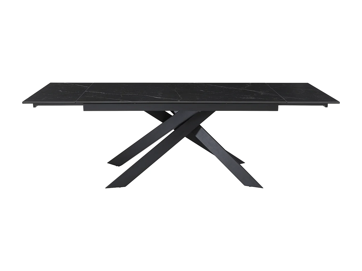 Table à manger extensible 6 à 10 personnes en céramique, verre trempé et métal - Effet marbre noir - COREMA de Maison Céphy