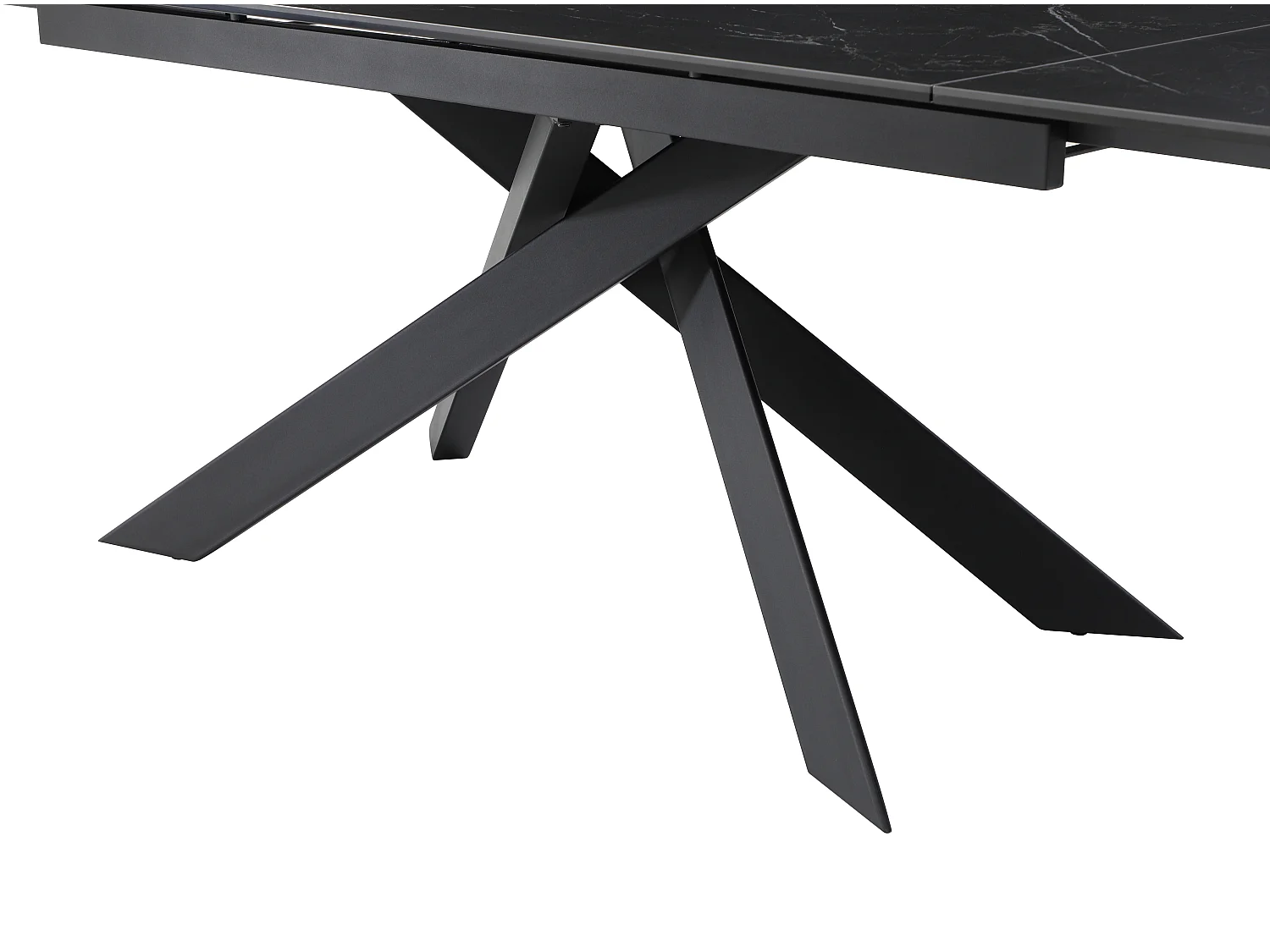 Table à manger extensible 6 à 10 personnes en céramique, verre trempé et métal - Effet marbre noir - COREMA de Maison Céphy