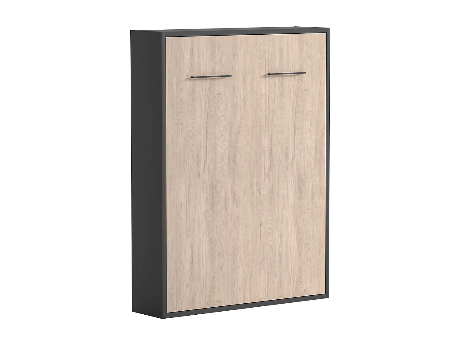 Lit escamotable 140 x 200 cm - Ouverture verticale manuelle - Coloris : Naturel et anthracite - MALINA II