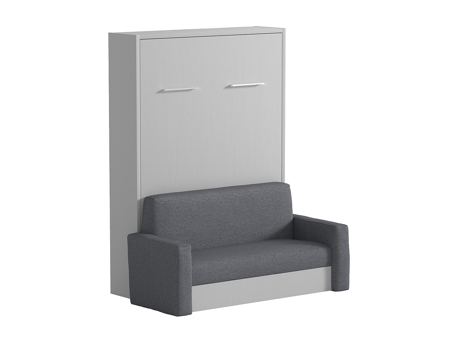 Schrankbett mit Sofa & manueller vertikaler Öffnung - 140 x 200 cm - Grau & günstig online kaufen