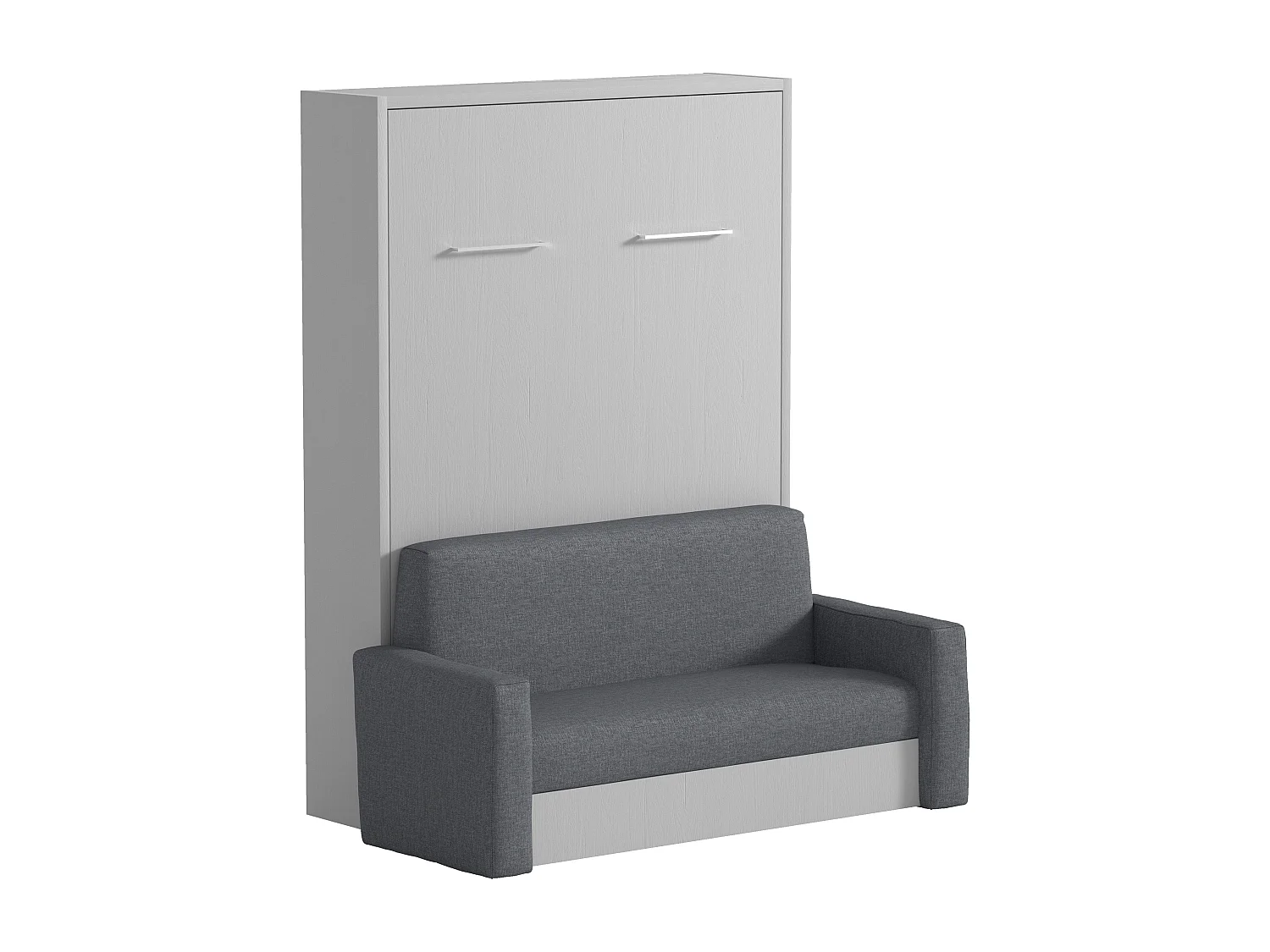 Lit escamotable canapé 140 x 200 cm - Ouverture verticale manuelle - Blanc et gris - VACIALA II