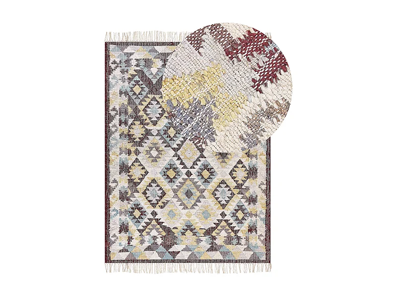 Dywan z juty 140 x 160 cm wielokolorowy FENER