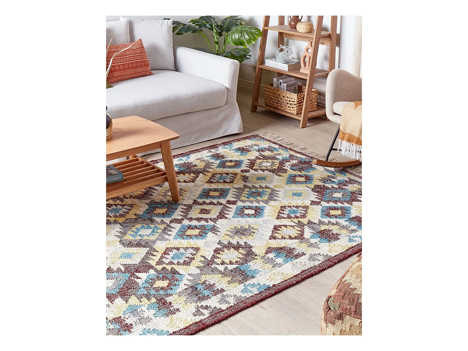 Dywan z juty 140 x 160 cm wielokolorowy FENER