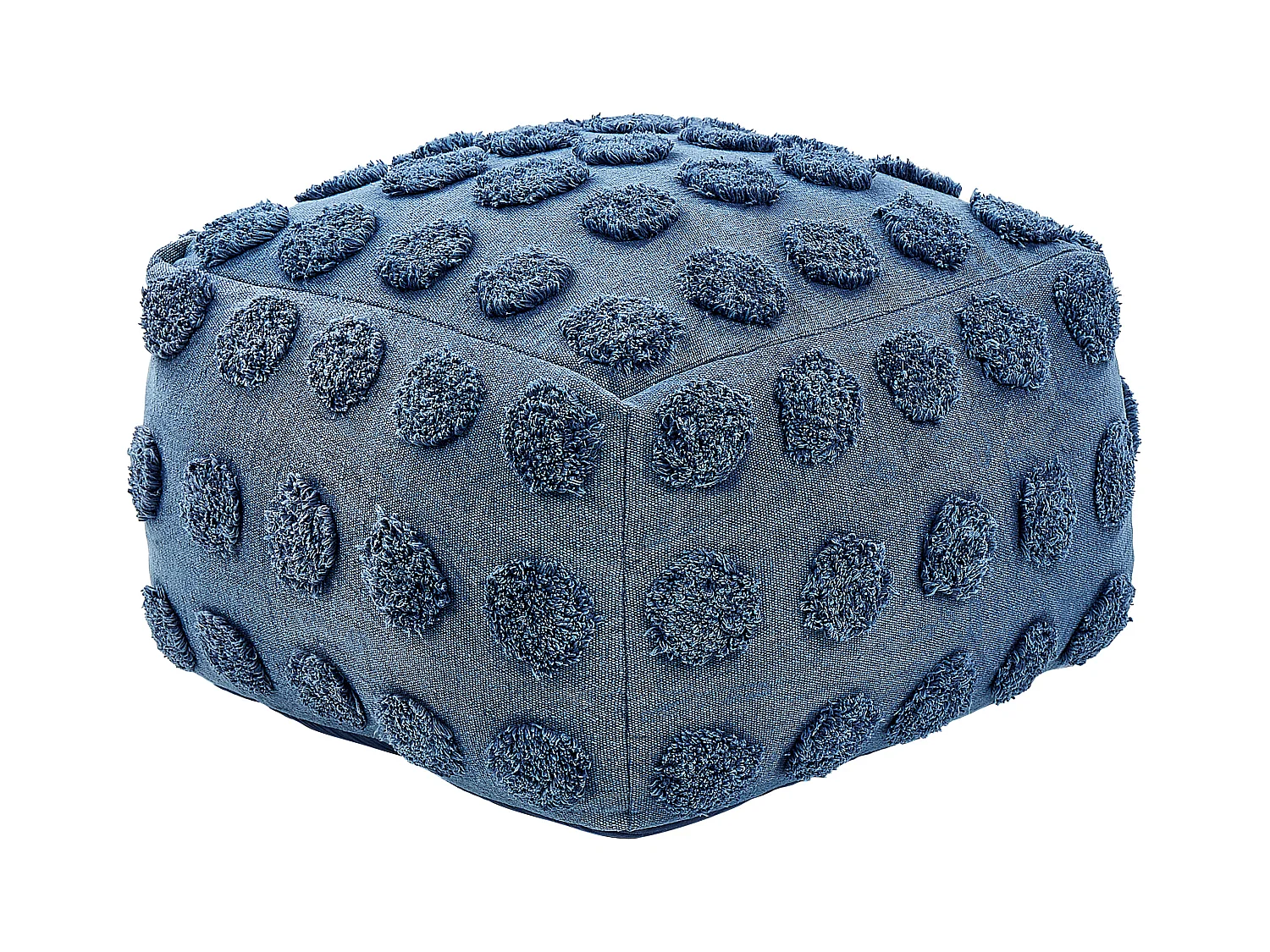 Moderner Pouf in Blau aus Baumwolle quadratisch 50 x 50 cm Punktmuster Vishvi
