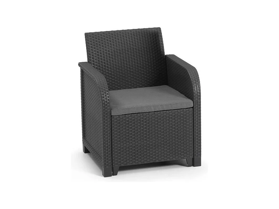 Fauteuil SanRemo - imitation rotin tressé - gris graphite