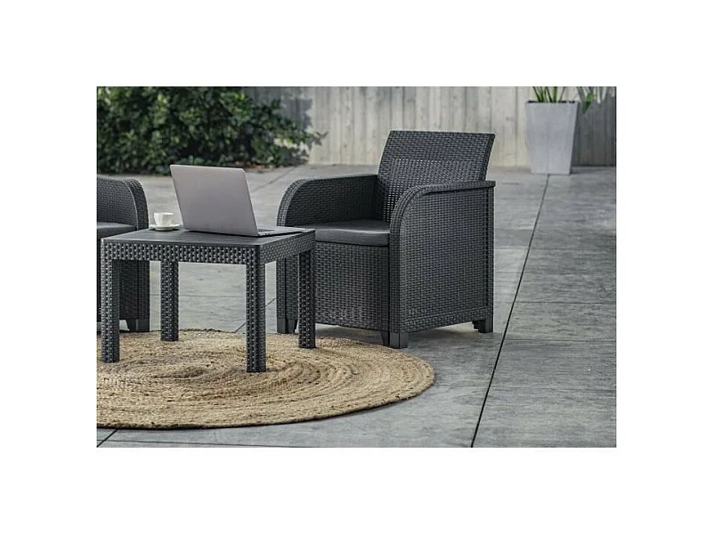 Fauteuil SanRemo - imitation rotin tressé - gris graphite