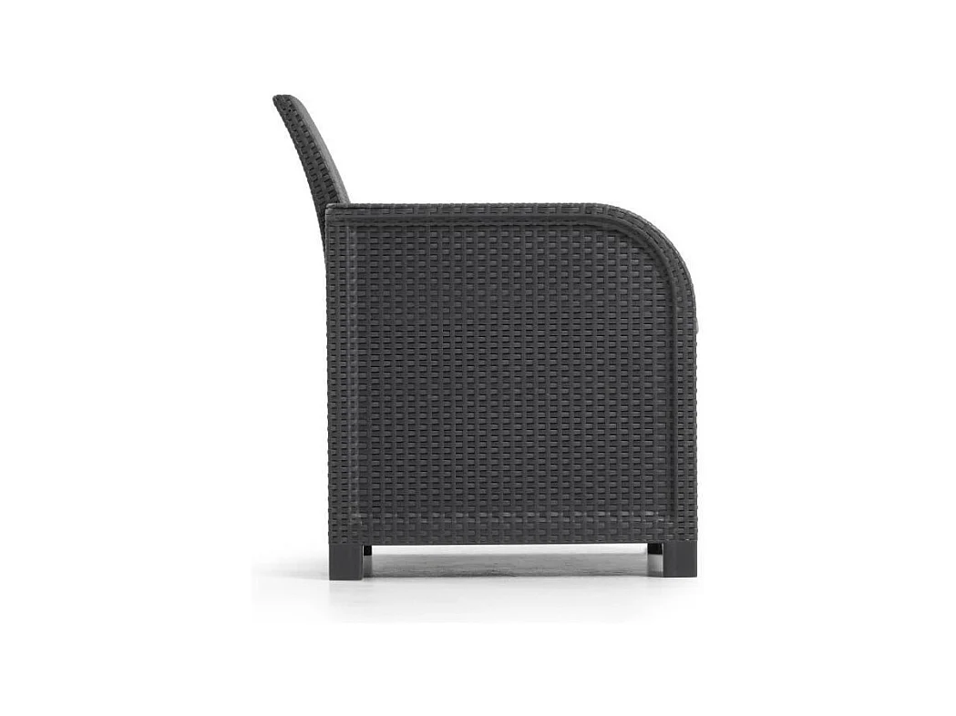 Fauteuil SanRemo - imitation rotin tressé - gris graphite