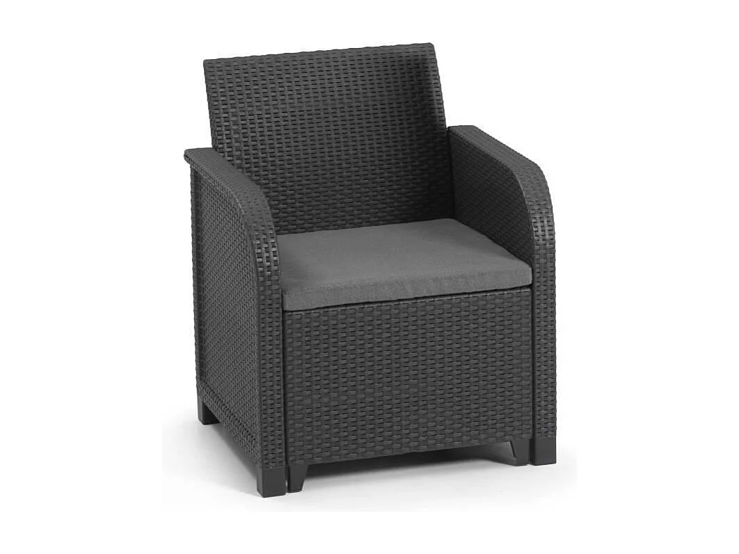 Fauteuil SanRemo - imitation rotin tressé - gris graphite