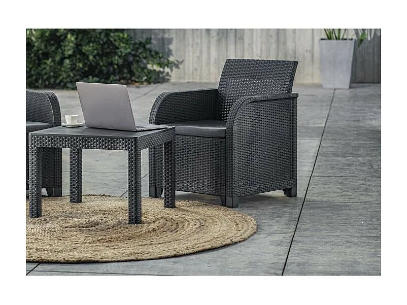 Fauteuil SanRemo - imitation rotin tressé - gris graphite