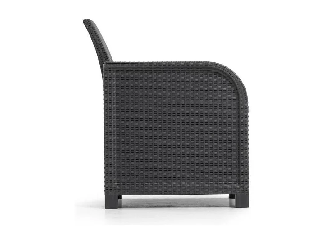 Fauteuil SanRemo - imitation rotin tressé - gris graphite