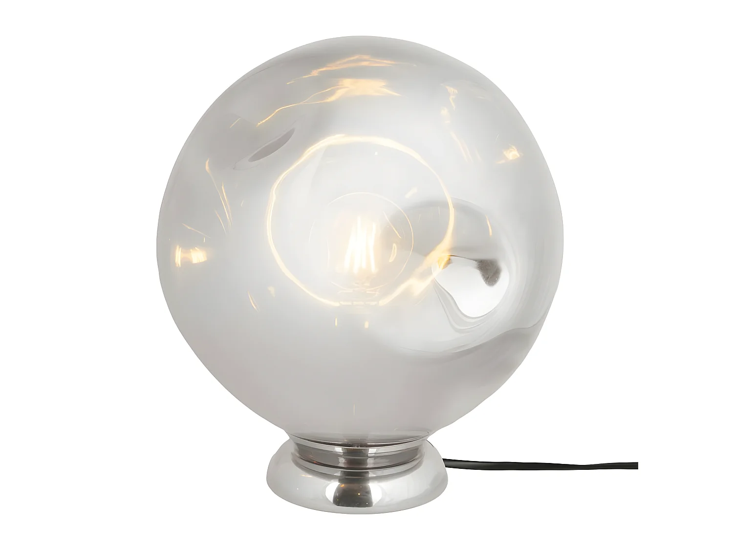 Lampada da tavolo rotonda in vetro soffiato