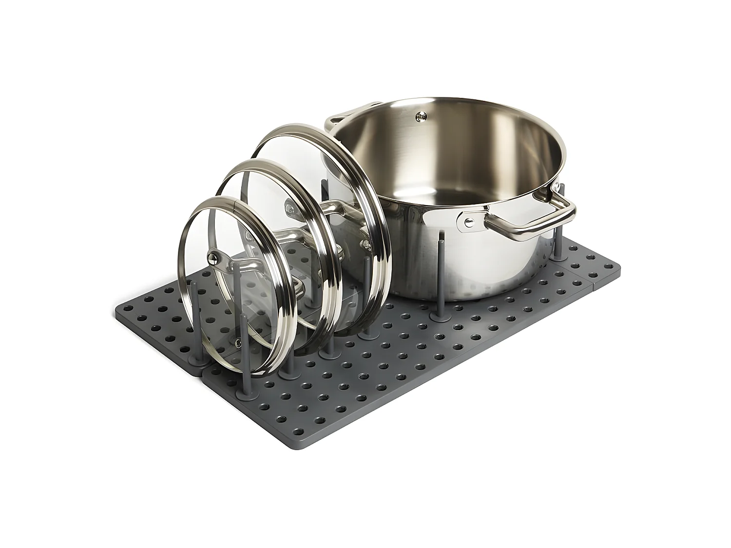 Bandeja organizadora para utilizarse en alacenas, repisas o cajones Sistema de almacenamiento ajustable Gris carbón