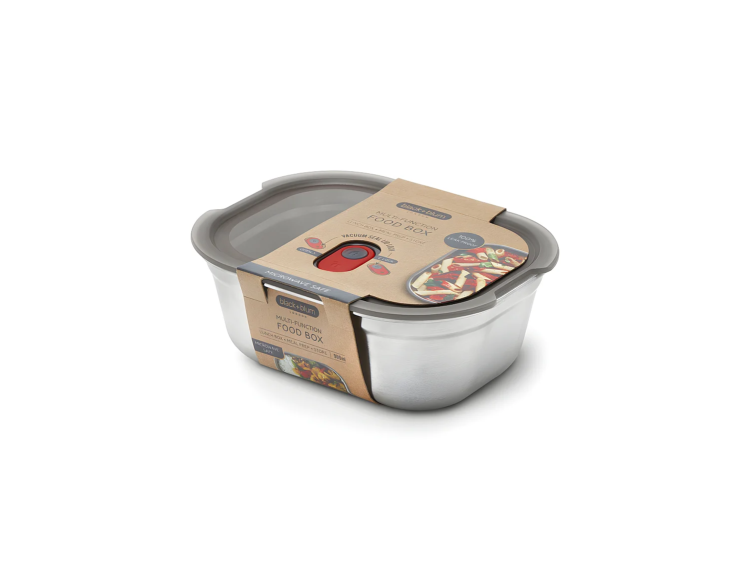 Lunch box acier micro-ondable 900ml Argent  Black and Blum