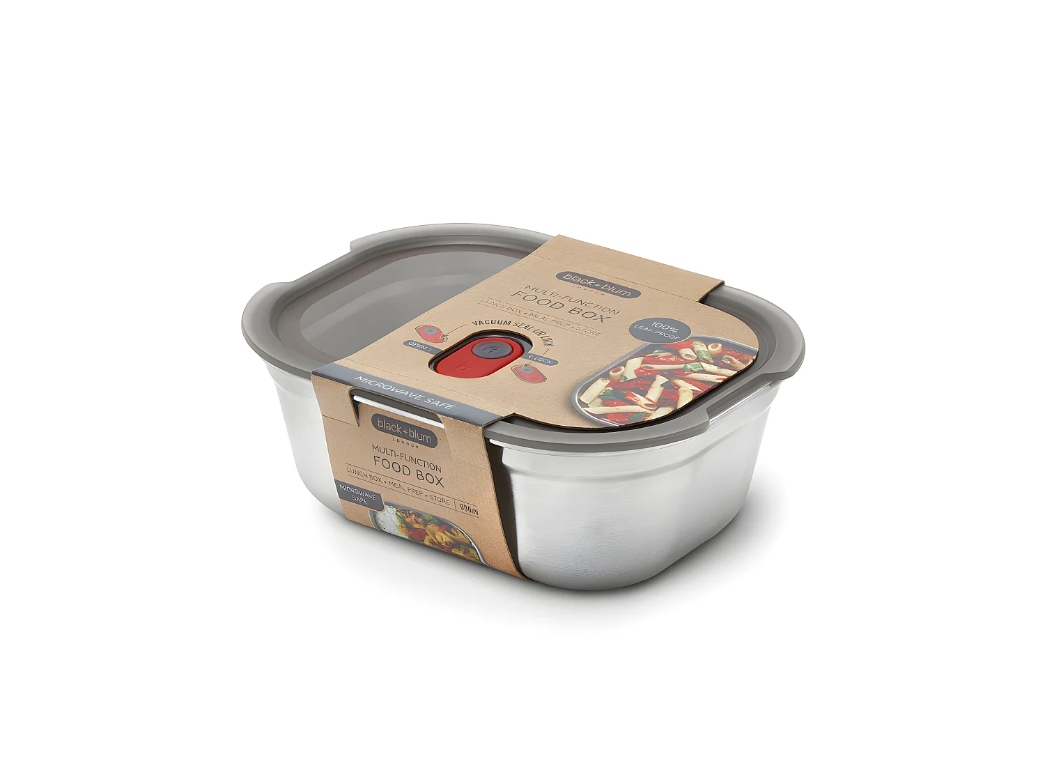 Lunch box acier micro-ondable 900ml Argent  Black and Blum