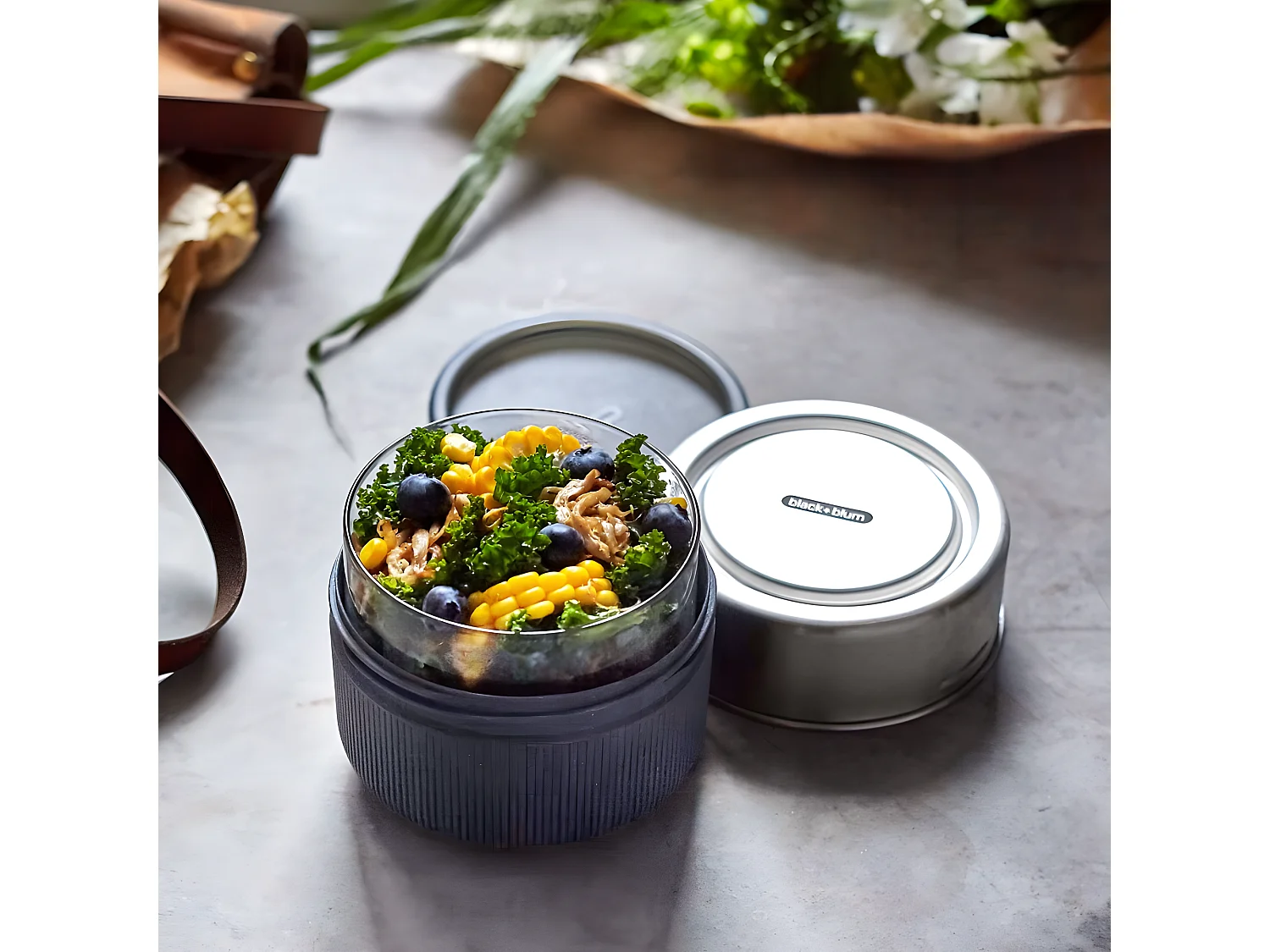 Lunch bol en verre et silicone Gris  Black and Blum