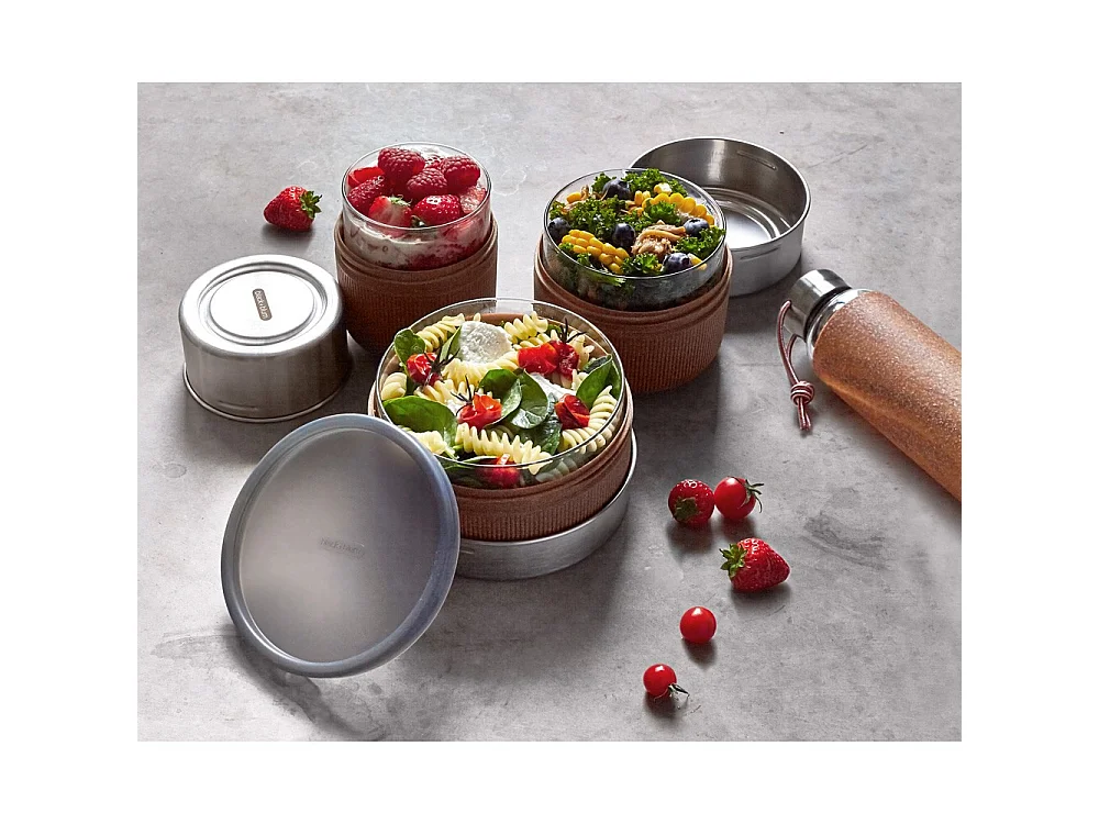 Lunch pot en verre et silicone Gris  Black and Blum