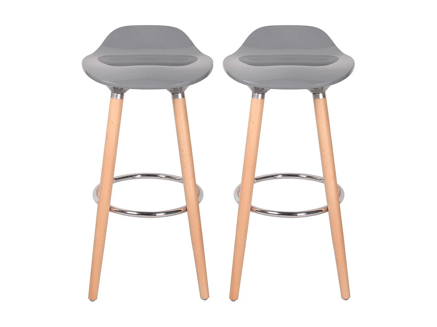Lot de 2 Tabourets de Bar "Corela" 80cm Gris