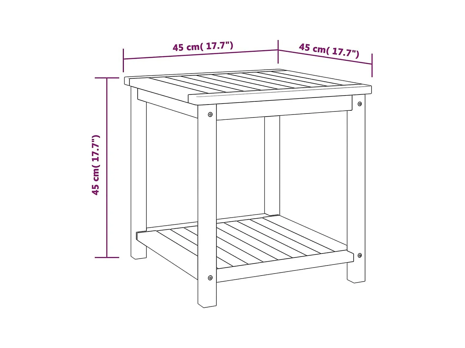 Tavolino in Legno Massello di Acacia 45x45x45 cm