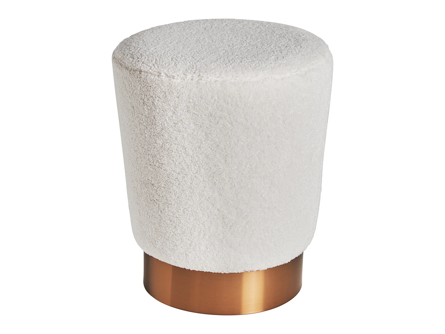 Reposapiés de algodón bouclé en color blanco de 35x35x43cm