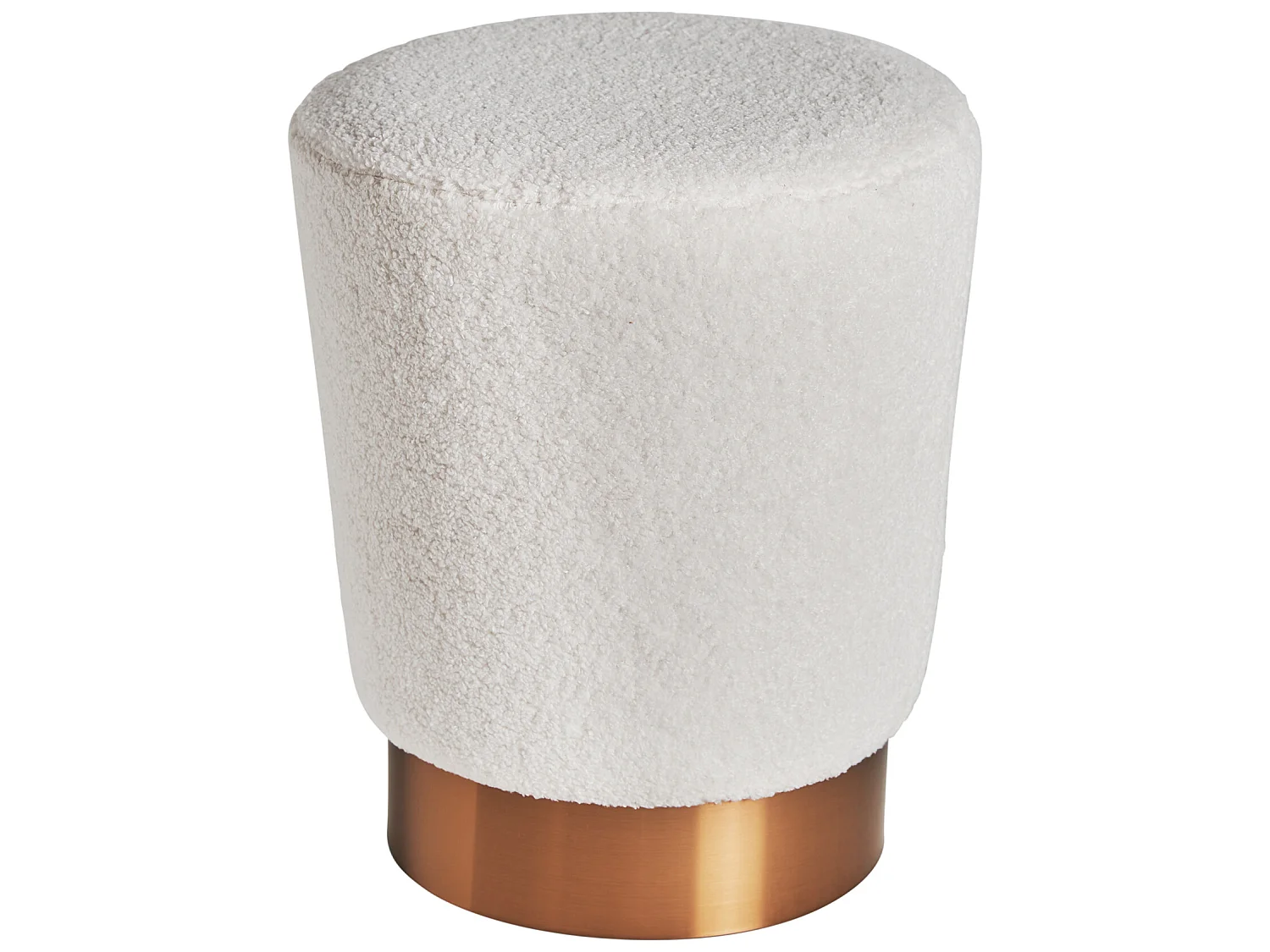 Reposapiés de algodón bouclé en color blanco de 35x35x43cm