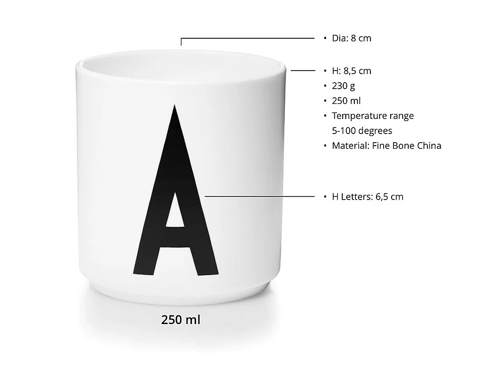 Tasse blanche Design Letters Blanc F Design Letters