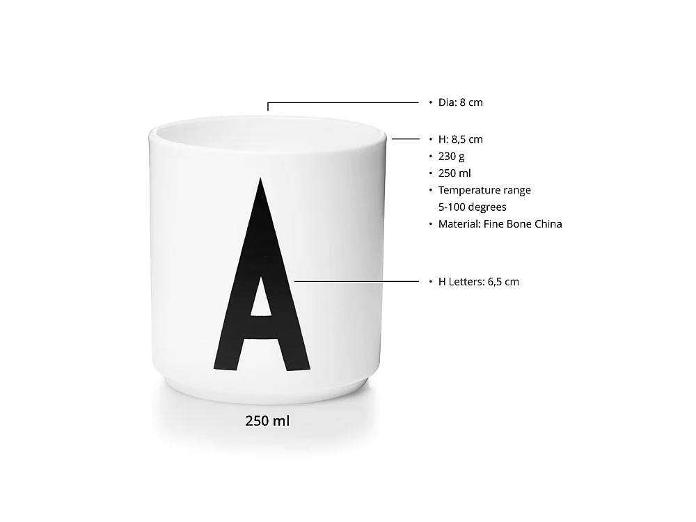 Tasse blanche Design Letters Blanc Q Design Letters