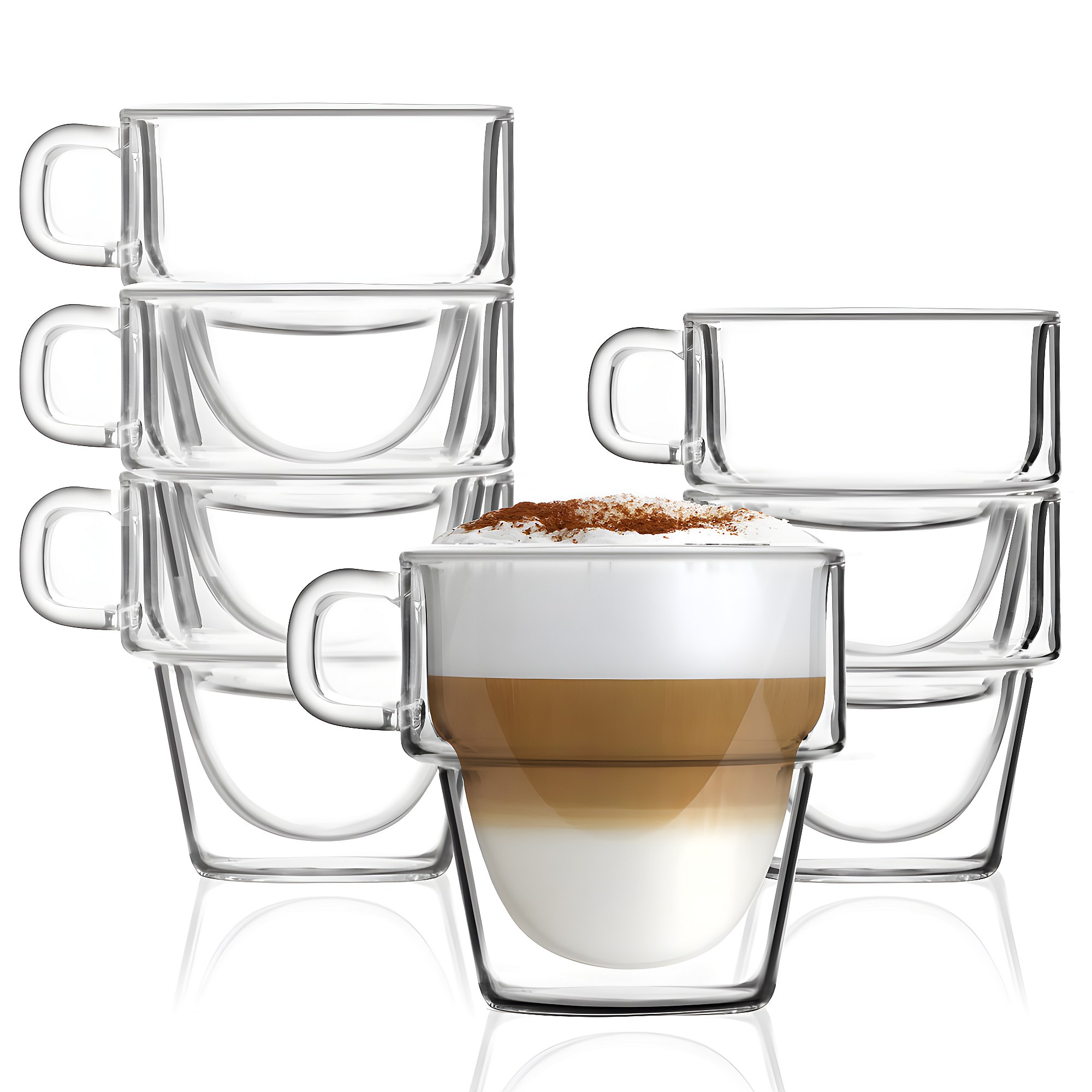 Gowkeey Lot de 4 Tasse a Cafe Double Paroi, 350ML Tasse Double Paroi