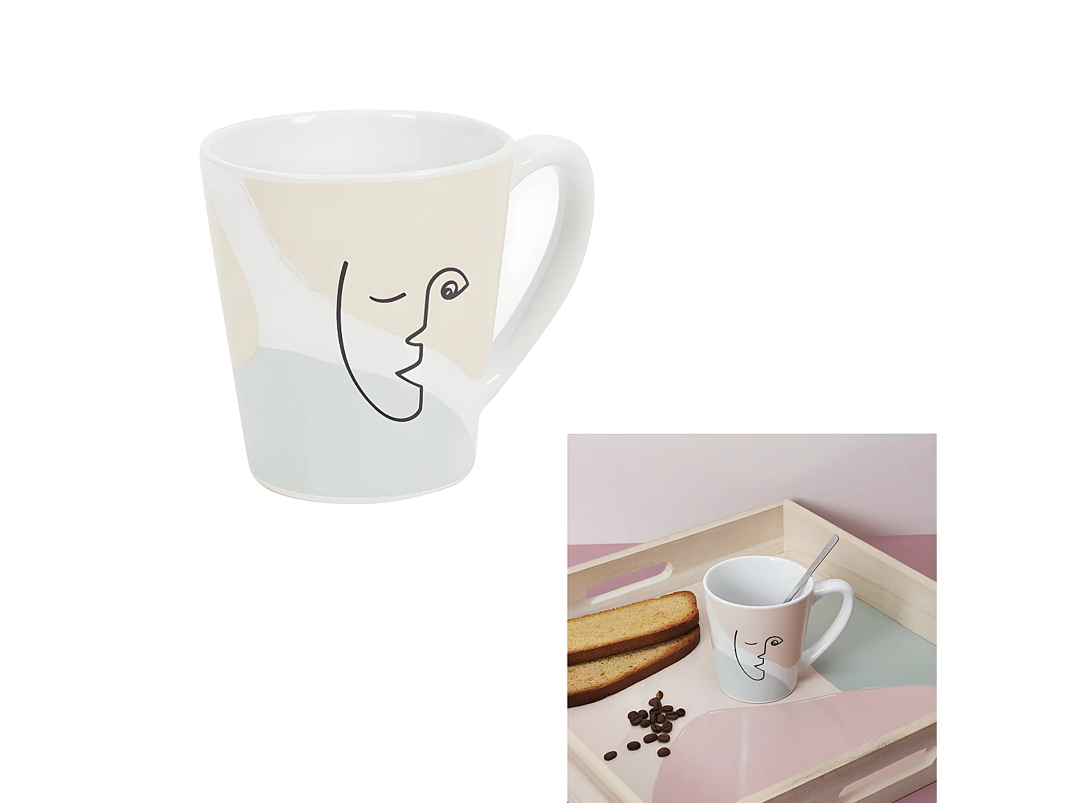 Lot de 6 Mugs en Porcelaine "Arty" 30cl Multicolore