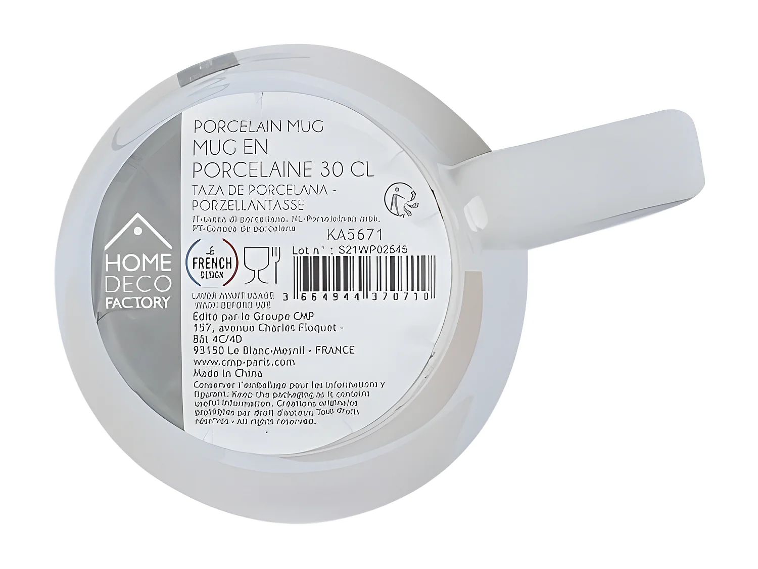 Lot de 6 Mugs en Porcelaine "Arty" 30cl Multicolore