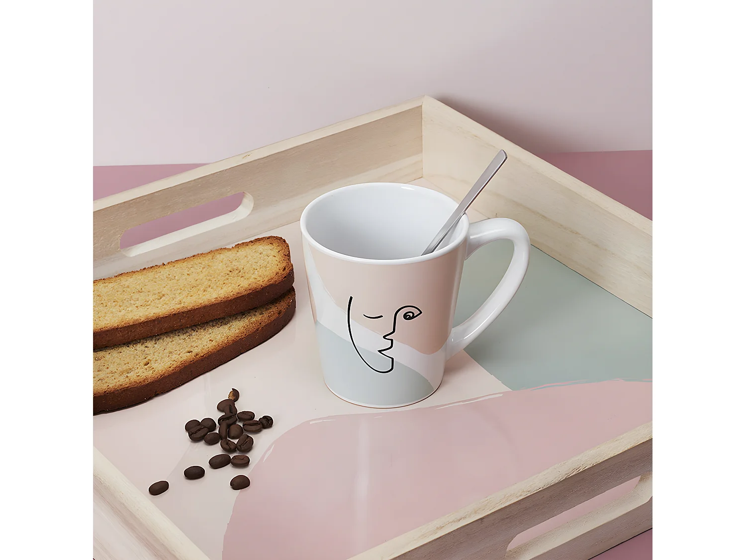 Lot de 6 Mugs en Porcelaine "Arty" 30cl Multicolore