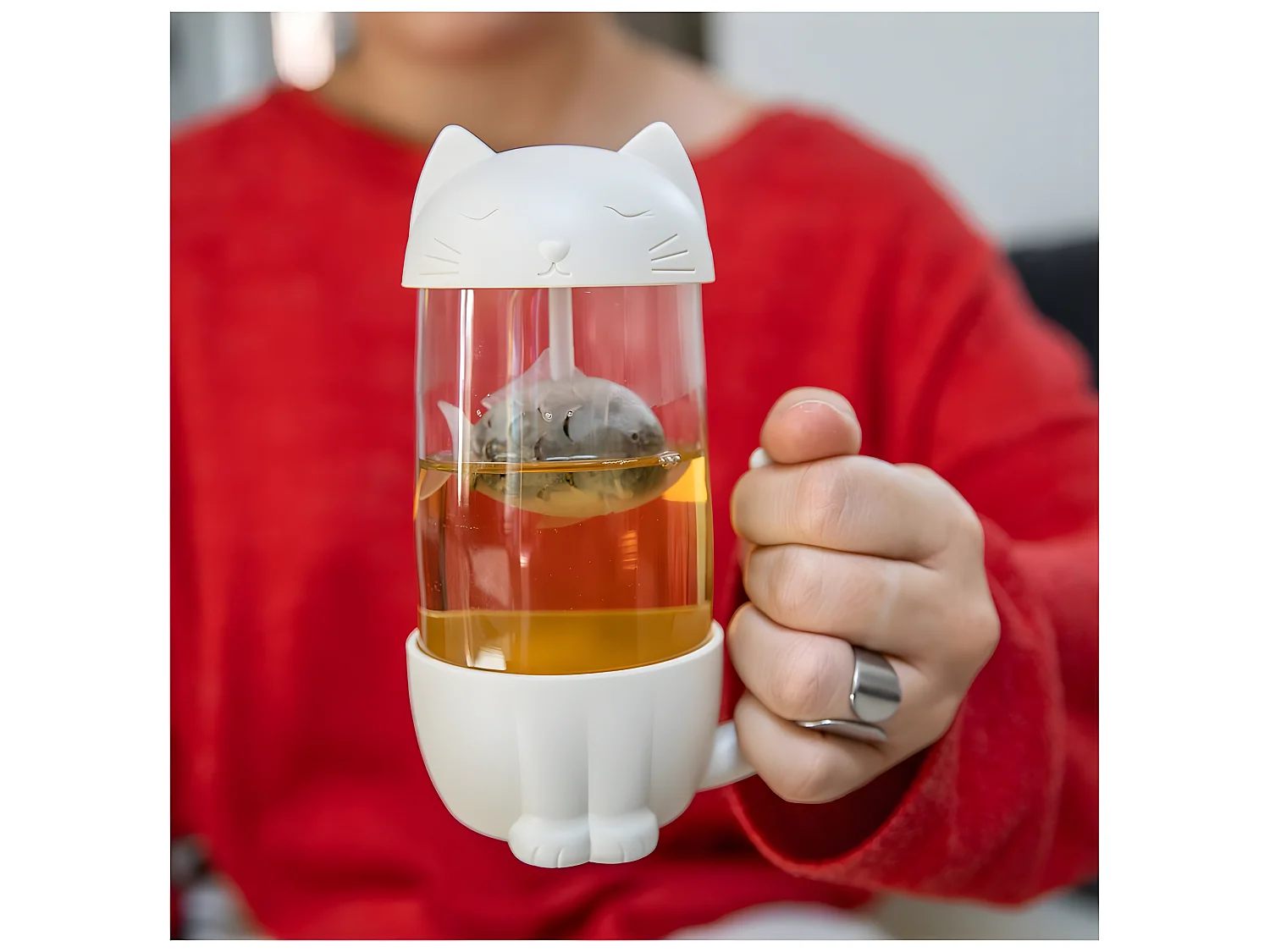 Tasse et infuseur à thé Chat Blanc  La chaise longue