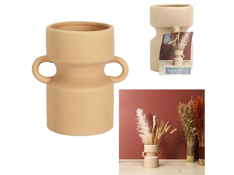 Vase Anse Ceramique Nude Arty H15.5cm Marron