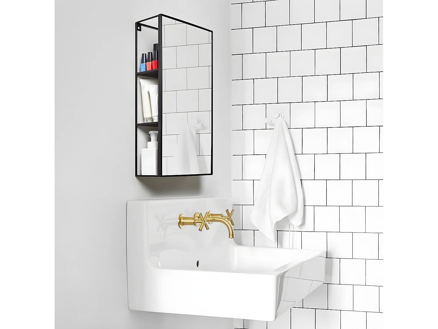 Miroir et rangements Cubiko Noir  Umbra