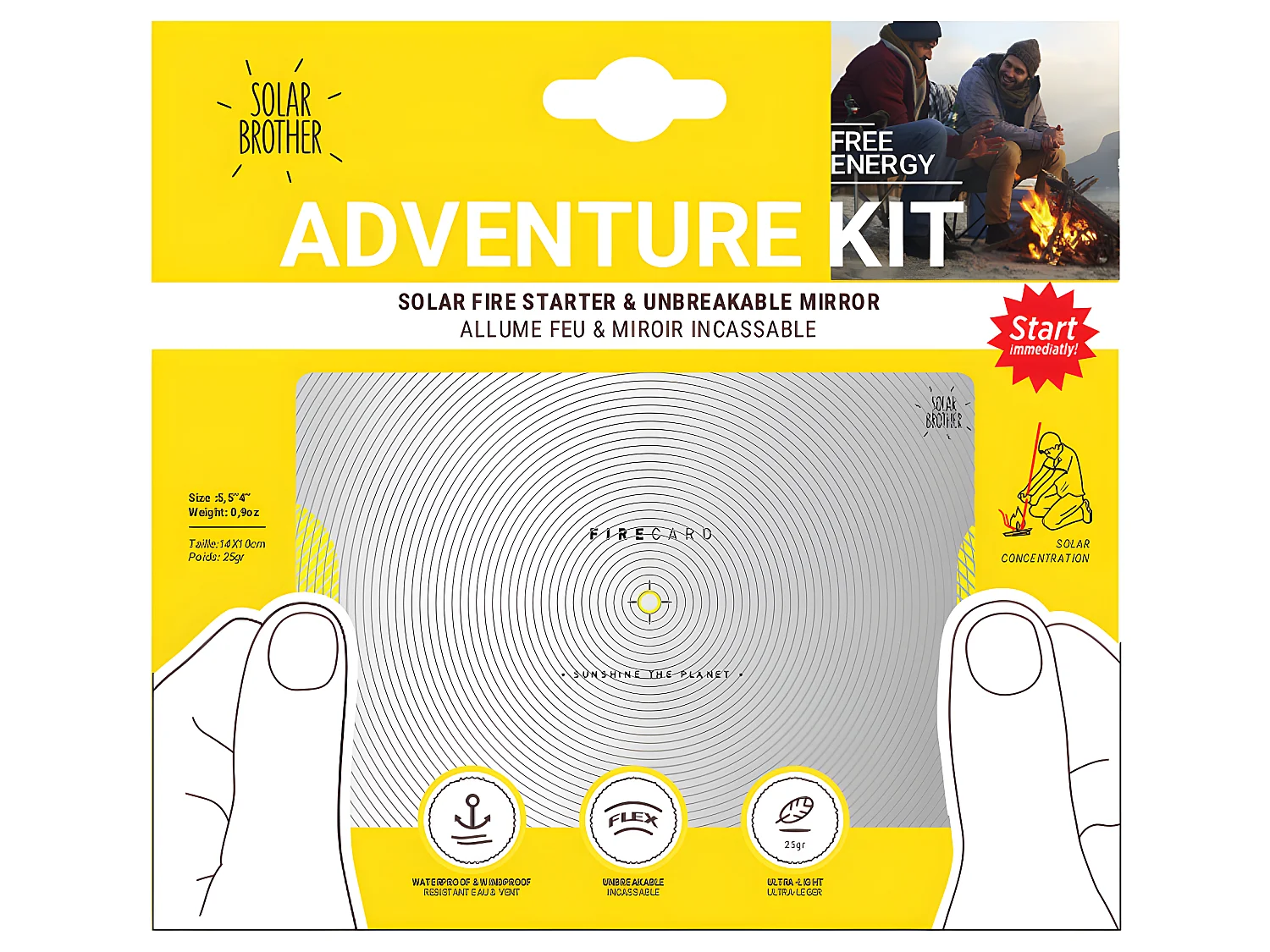 Miroir et allume feu solaire Argent  Solar Brother