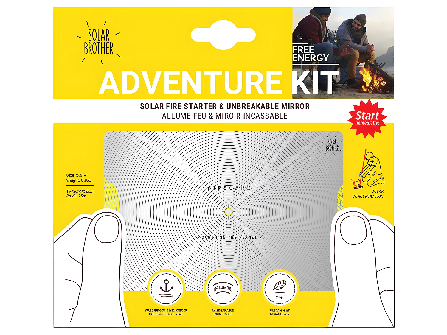 Miroir et allume feu solaire Argent  Solar Brother