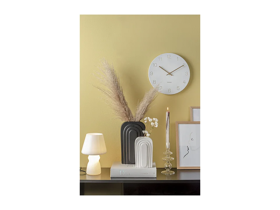 Wanduhr-Anhänger mit eingravierten Zahlen, klein – Weiß – Ø30cm