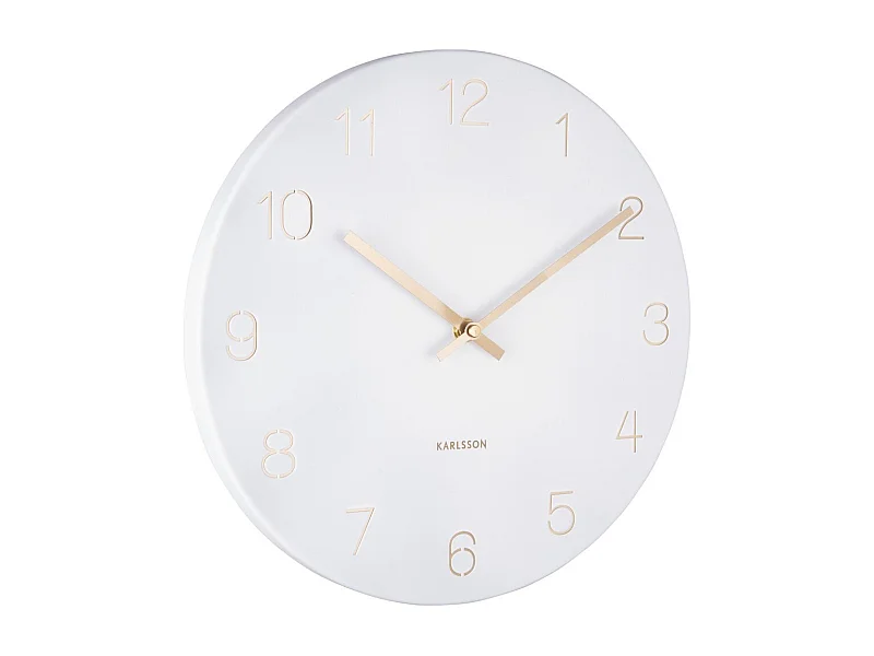 Wanduhr-Anhänger mit eingravierten Zahlen, klein – Weiß – Ø30cm