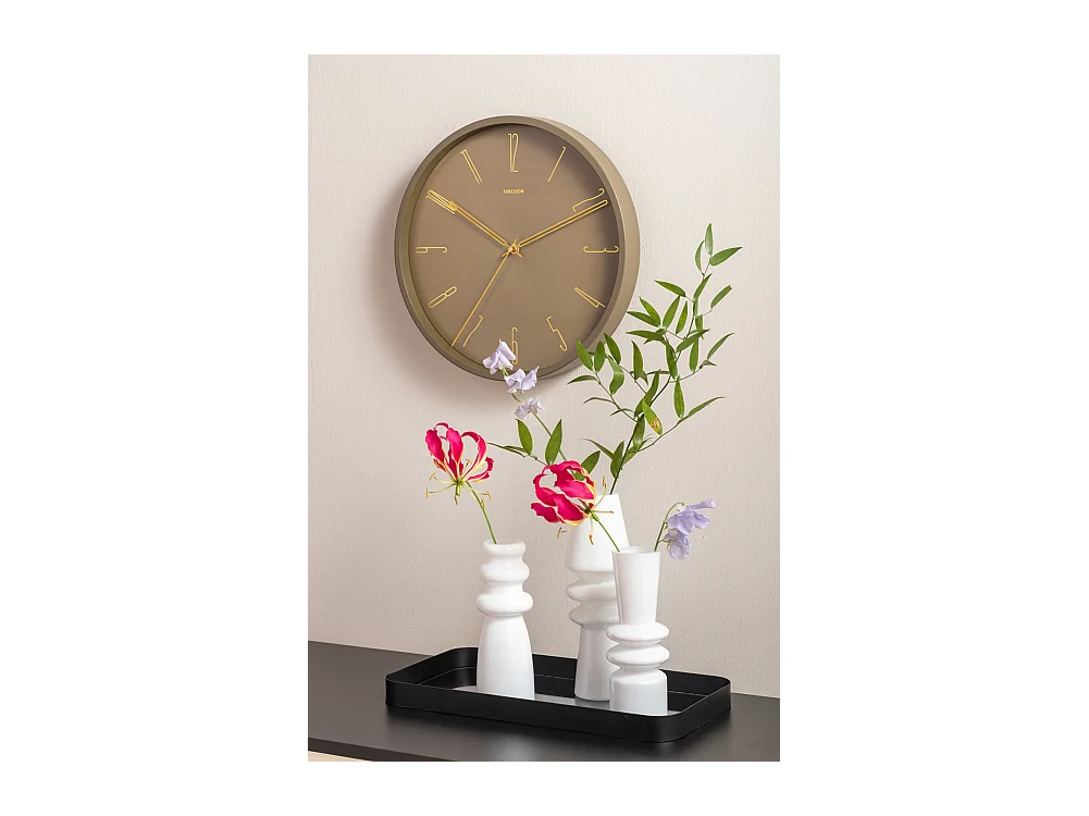 Horloge murale Belle Numbers D35cm Vert  Present Time